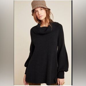 Anthropologie black Sweater knit tunic pullover balloon relaxed sm chic off the